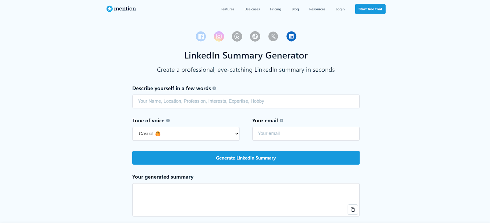 Mention LinkedIn Summary Generator