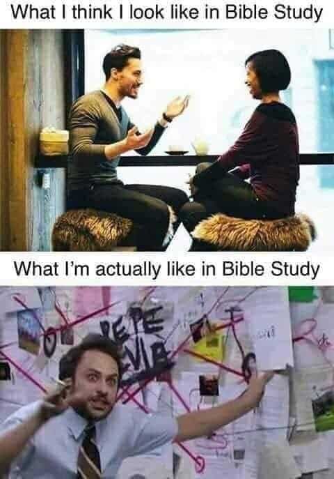 "Bible study expectations vs. reality" meme