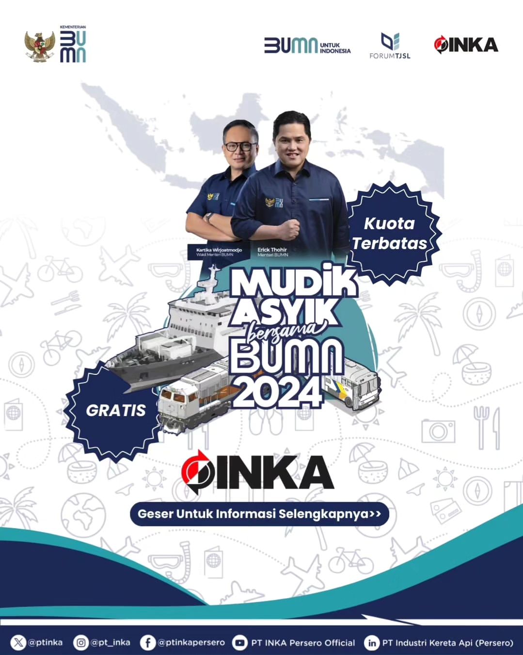 mudik gratis lebaran 2024 PT INKA