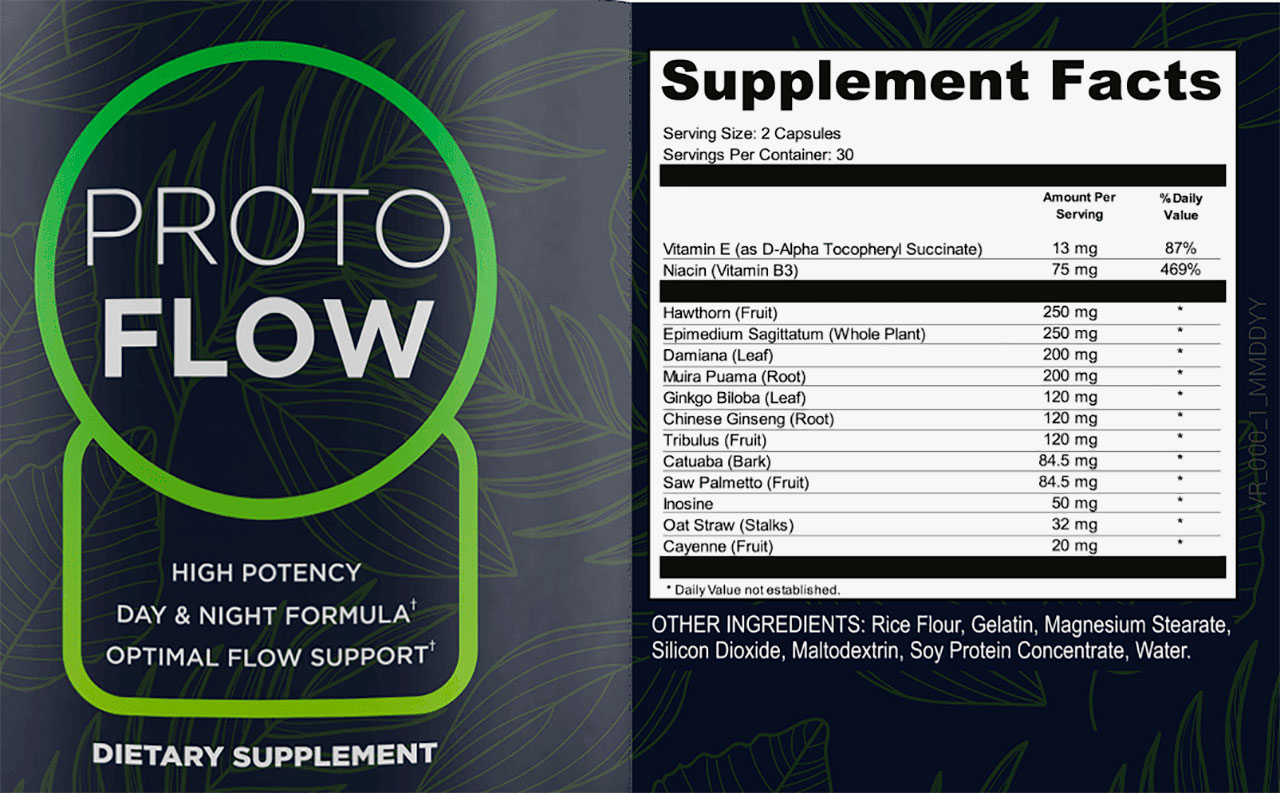 Protoflow Supplement Facts Label
