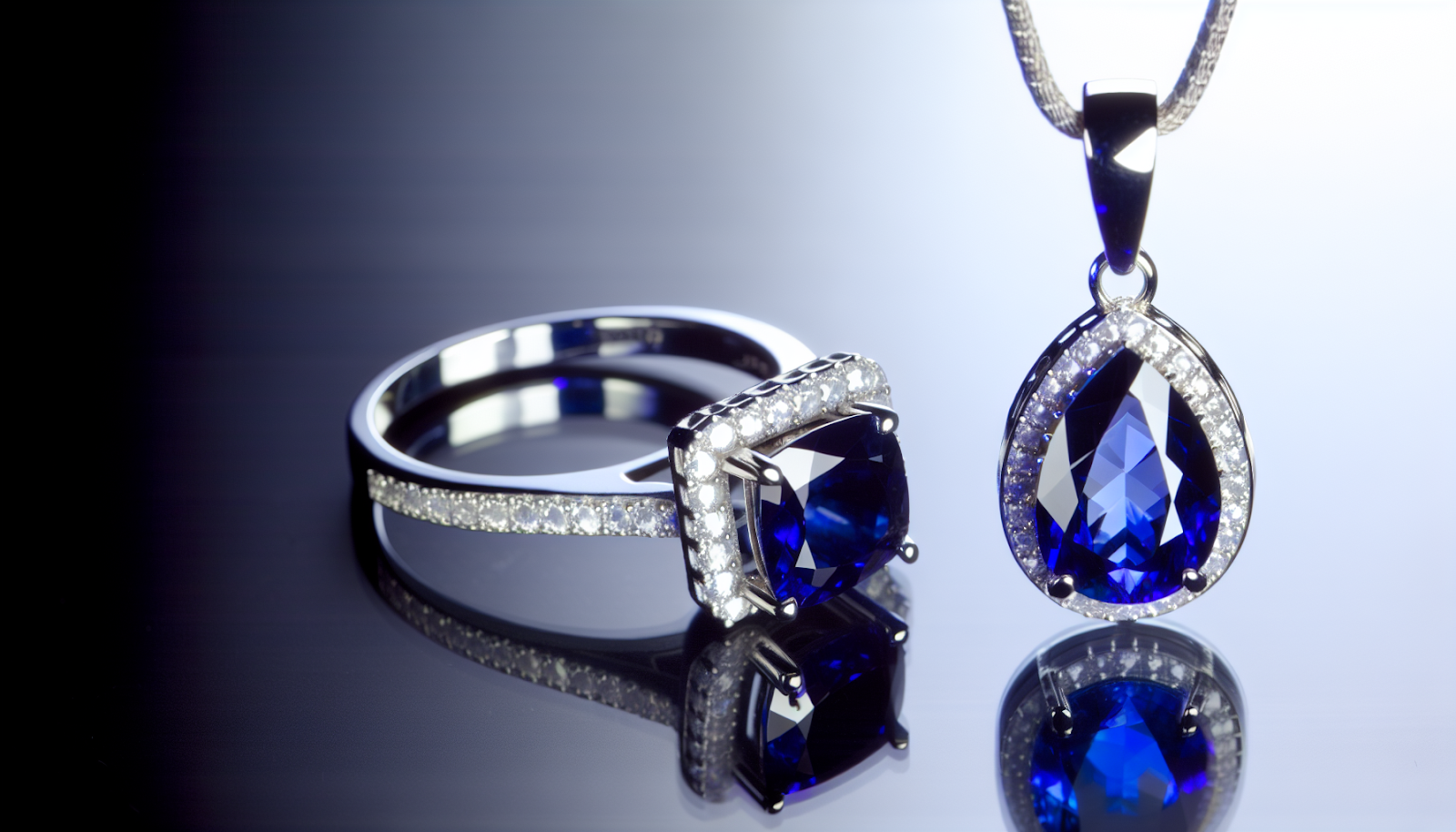 Exquisite sapphire ring and pendant