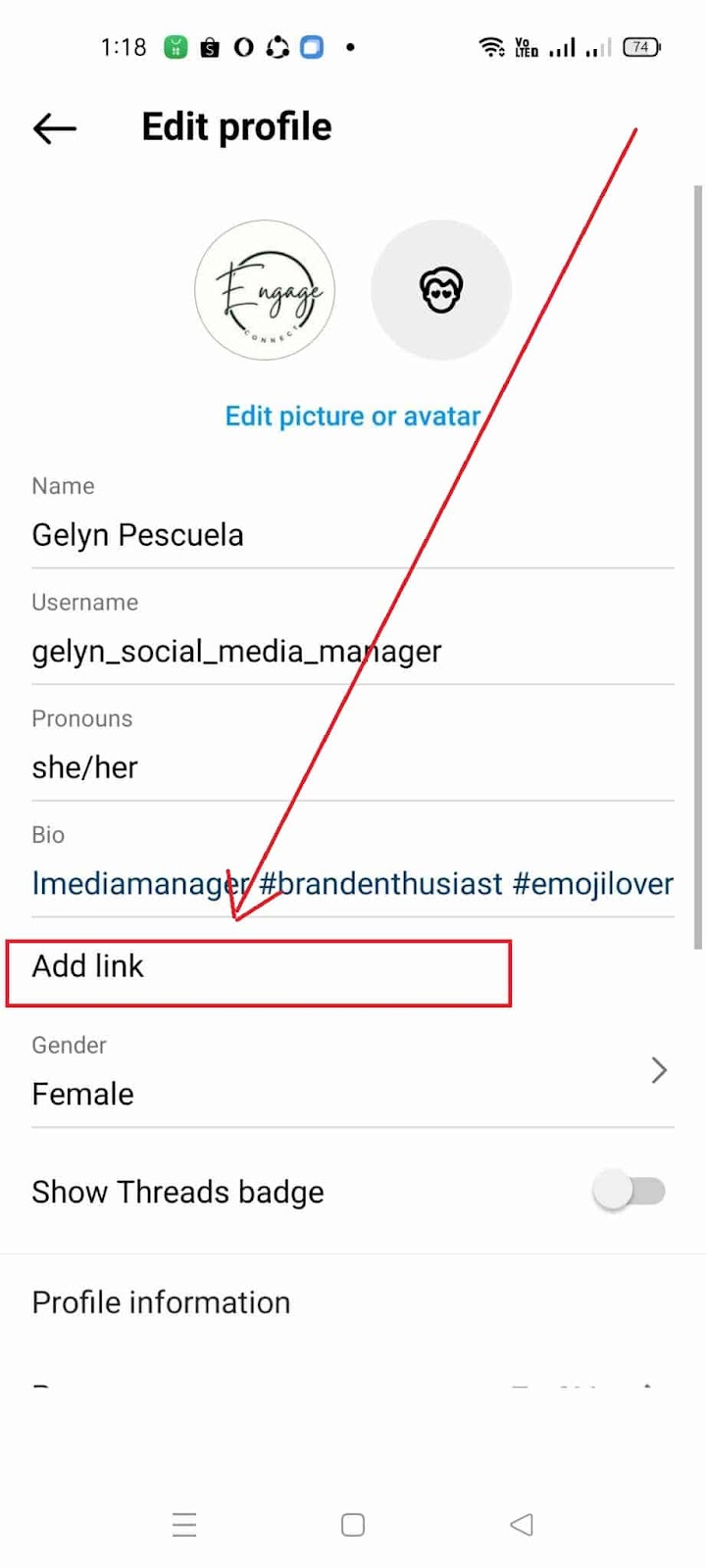 How to Unhide the Threads Badge on Instagram - Add Link
