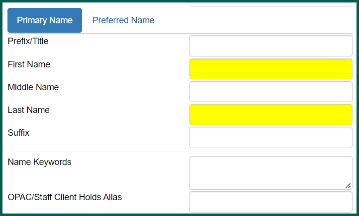 Primary name fields