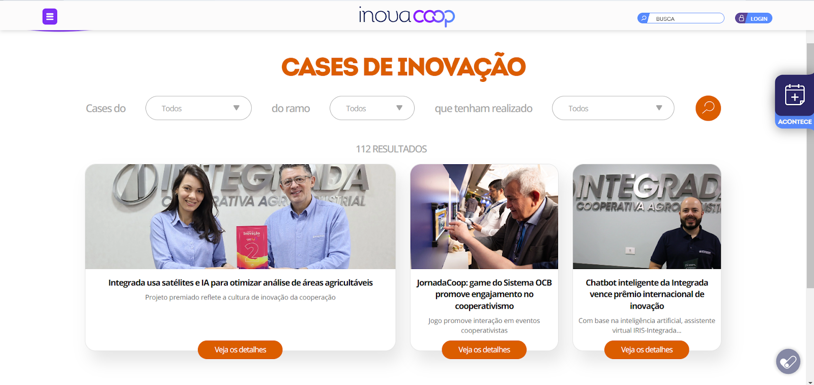 Banco de cases de inovação do portal InovaCoop