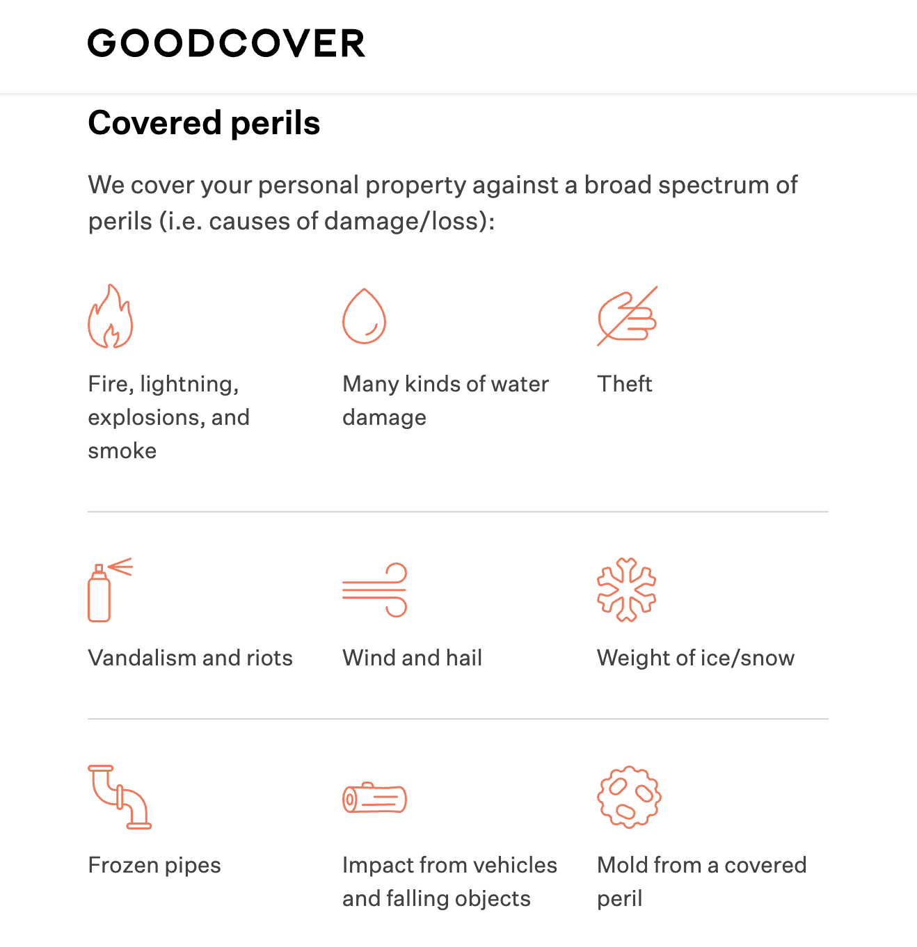 Goodcover covers many different types of perils for Members.
