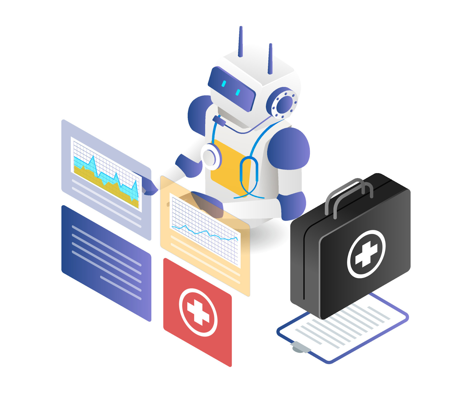 A visual representing intersection of the robotics and healthcare market.