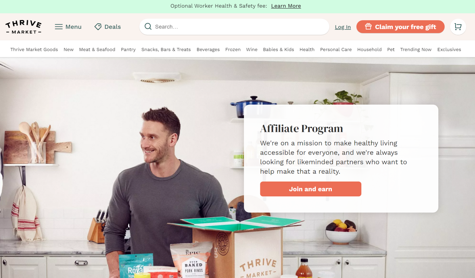 Thrive market  affiliate website homepage