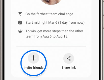 Invite friends highlighted in Samsung Health