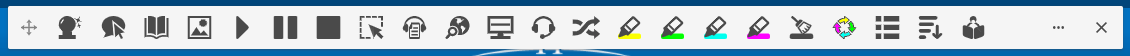 Screenshot of the Read&Write toolbar, which is a white rectangle stretched across your Google Chrome window with icons to represent the app's various tools and features.  