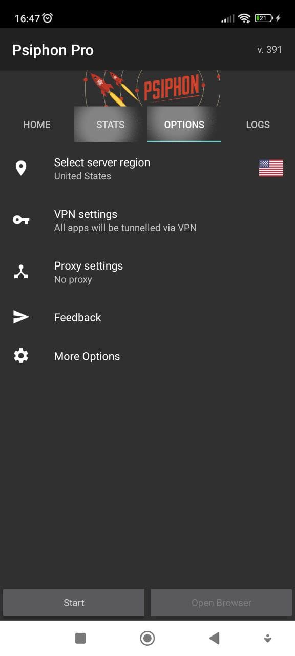 Options menu field