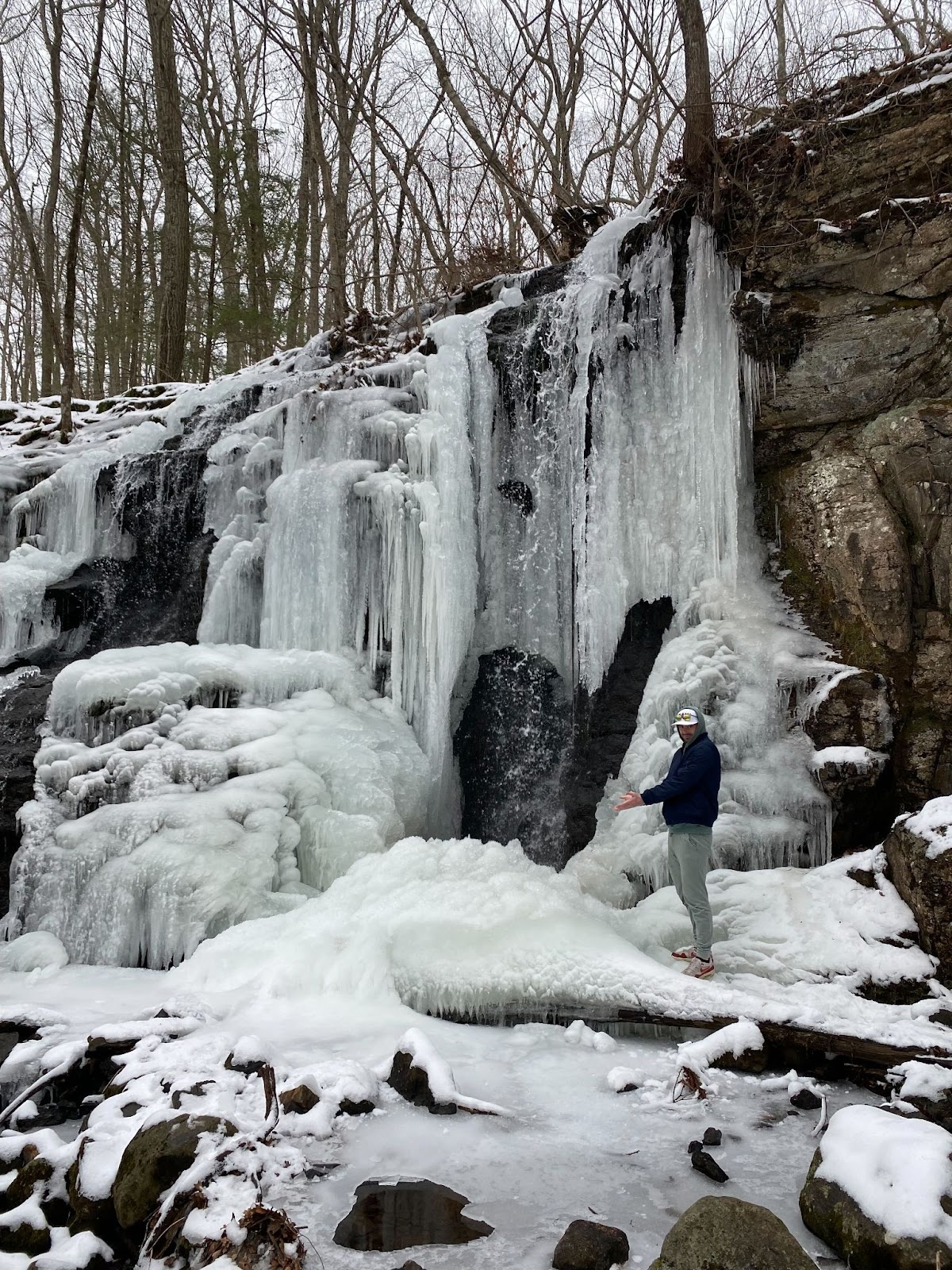 Charles and the frozen waterfall