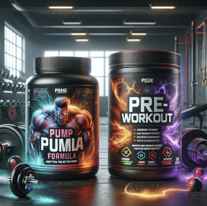 AI generated image of pump and pre-workout formulas