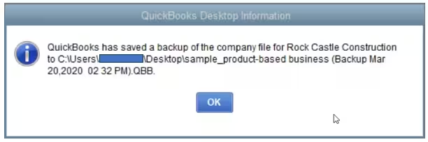 Back-up QuickBooks desktop file