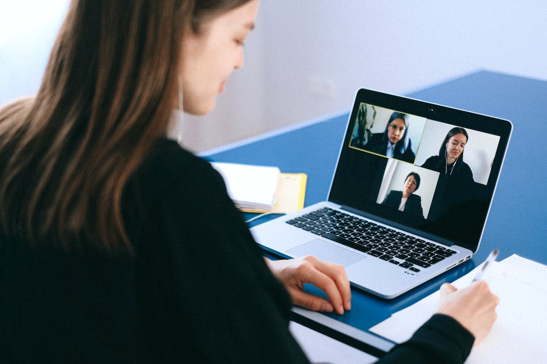 A group of people having a video conference
