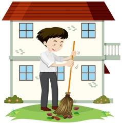 a-man-cleaning-front-yard-vector