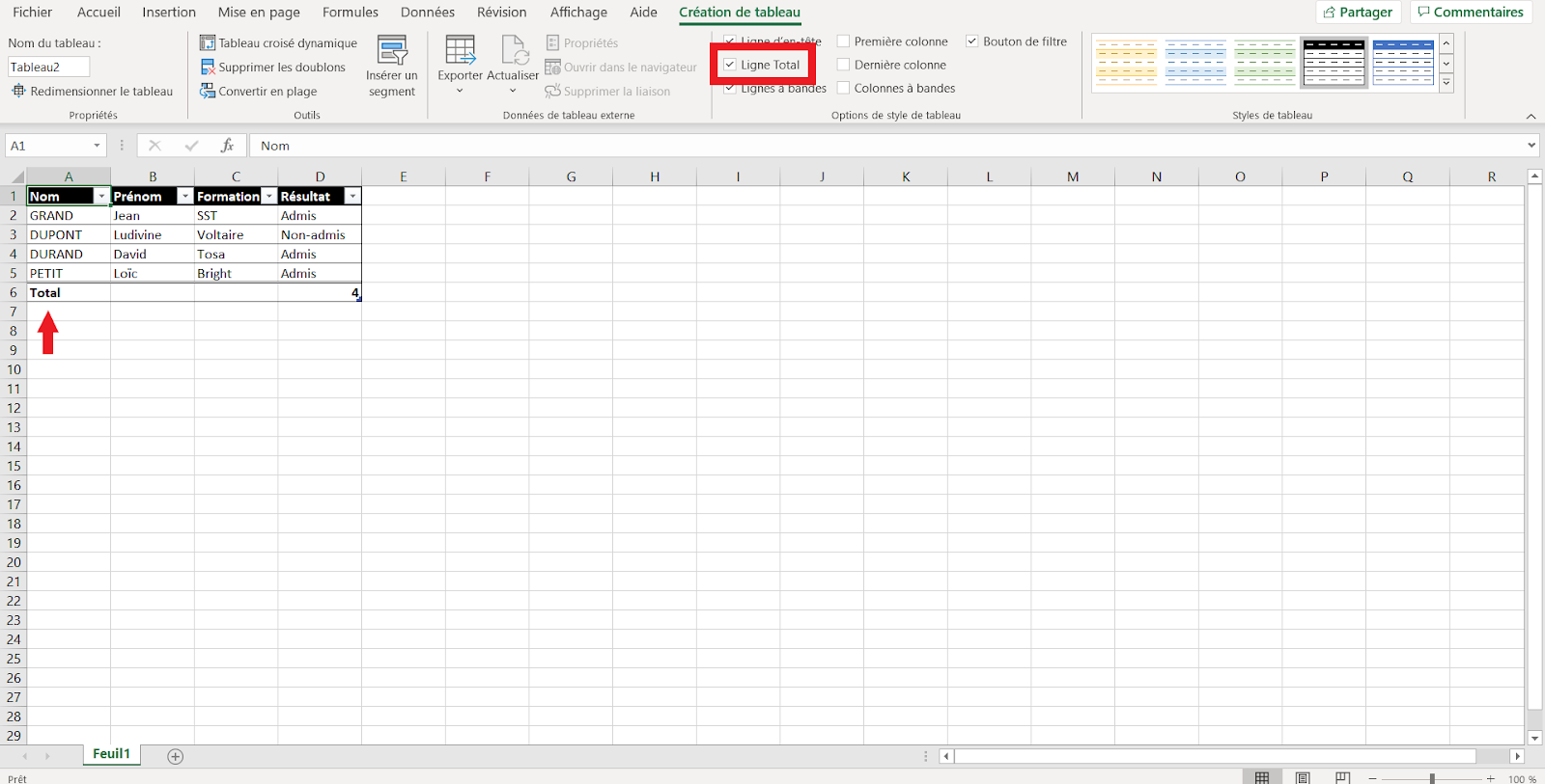 comment additionner des données sur Excel