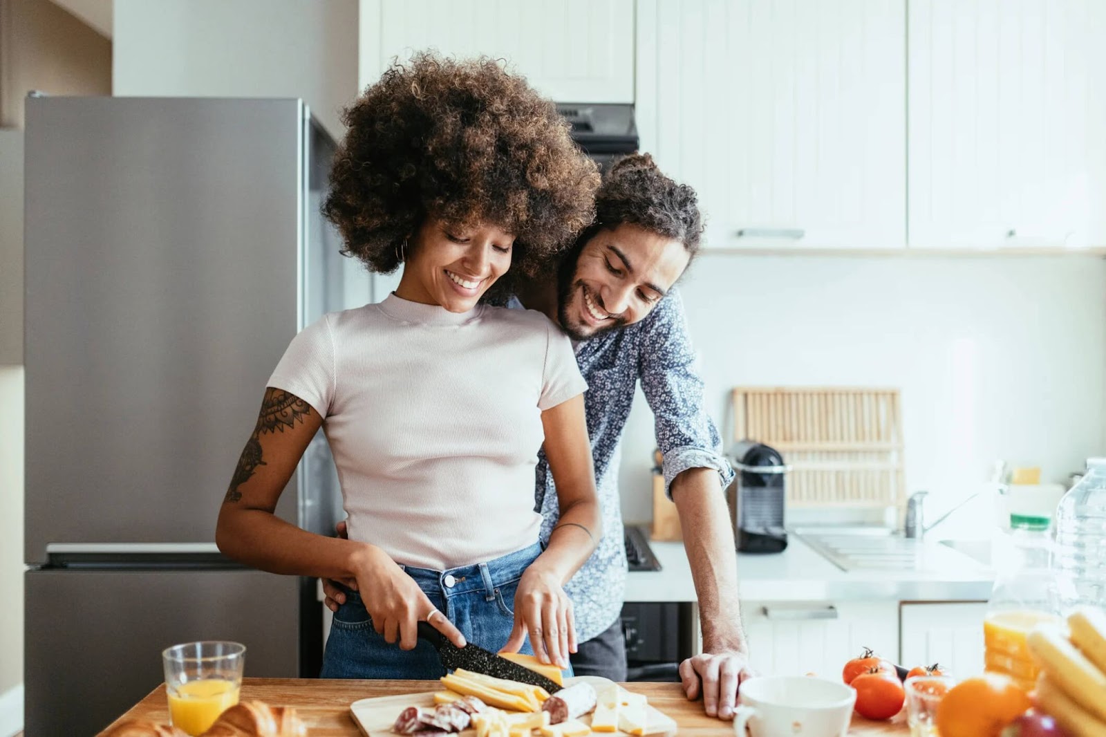 a couple cooking together