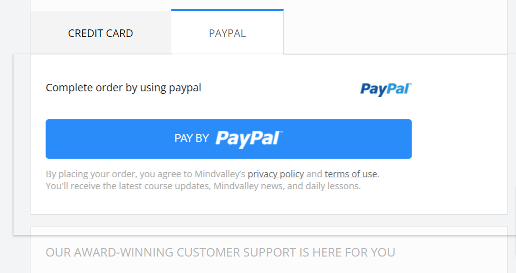 Mindvalley payment page