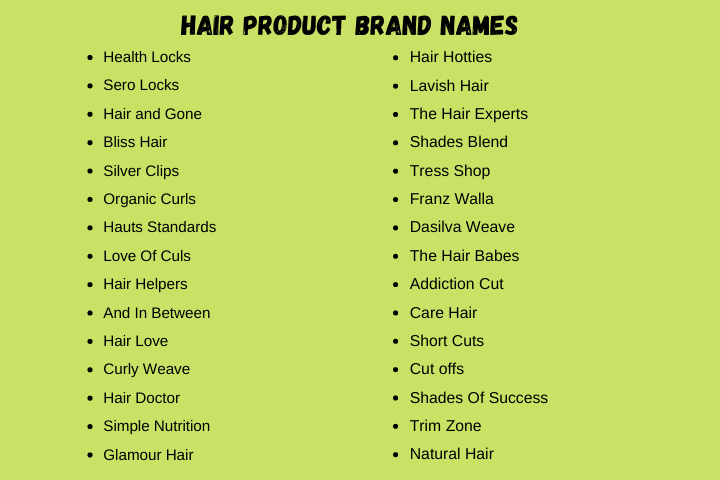 Hair Product Brand Names