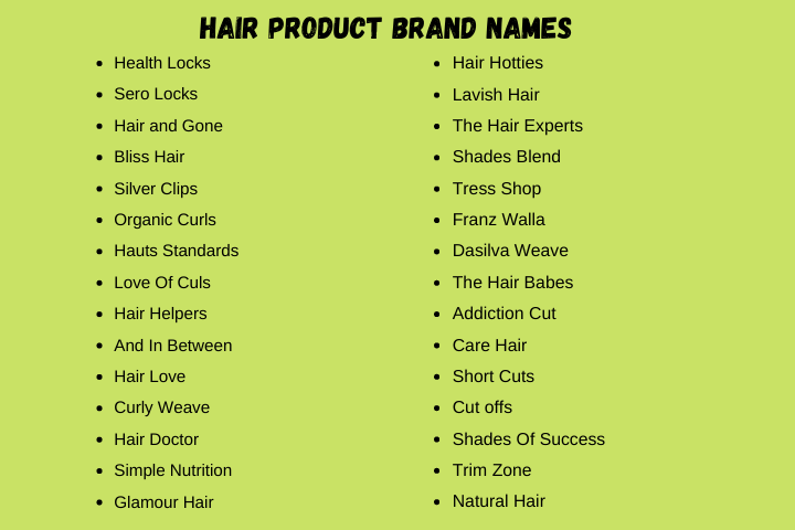 Hair products business name ideas