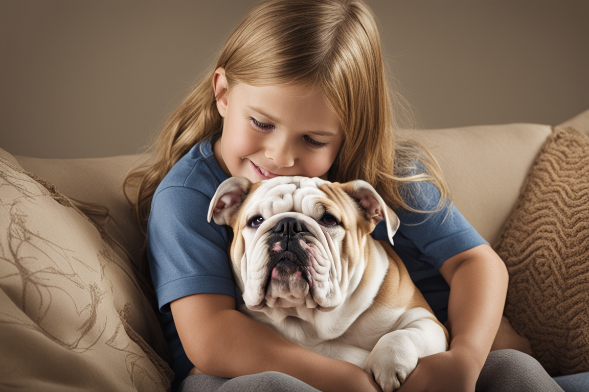 Bulldog snuggling