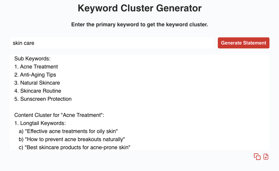 Keyword cluster Generator