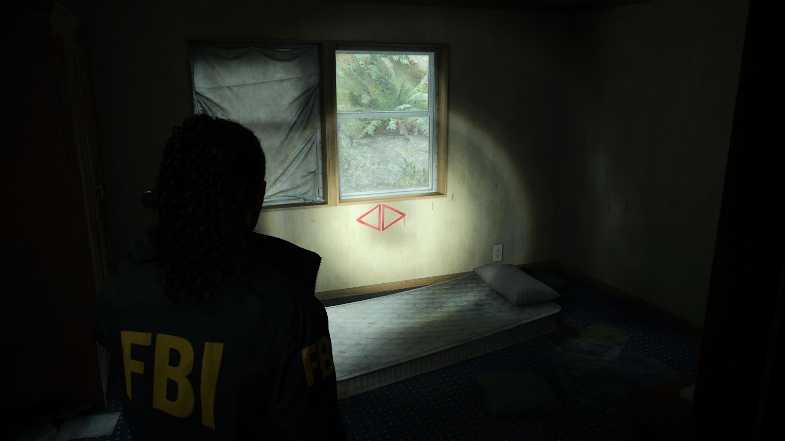 An in game screenshot of the third triangle pattern needed for the Cauldron Lake cult house stash box lock from Alan Wake II. 