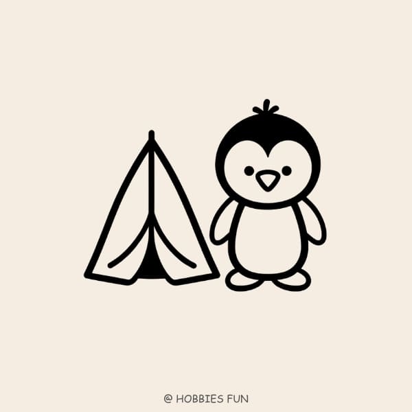 draw a penguin, Penguin with a Tent