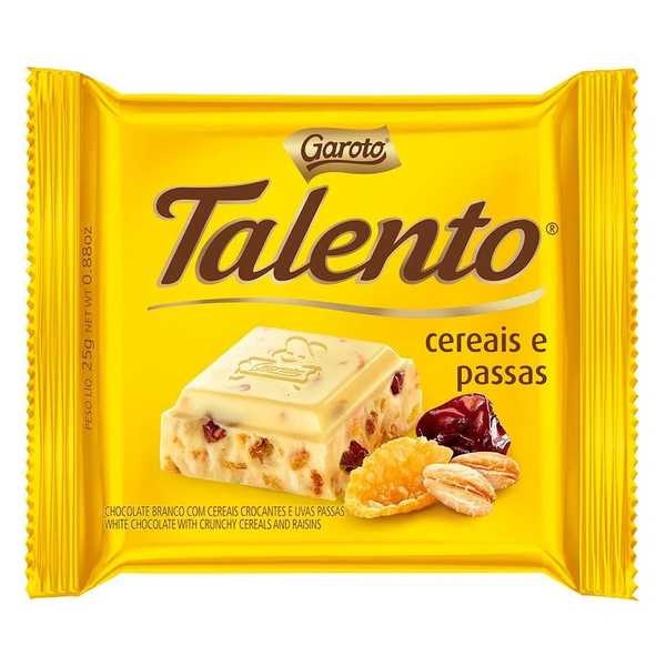 Chocolate Talento Branco com Cereais e Passas Talento