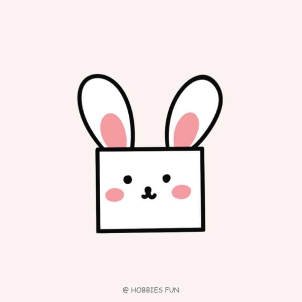 simple bunny drawing, Square Face Bunny