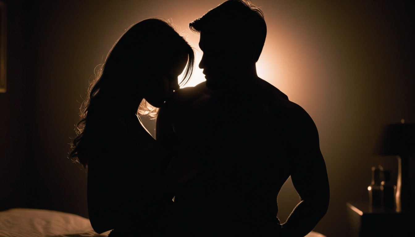 silhouette of a man and woman in the bedroom