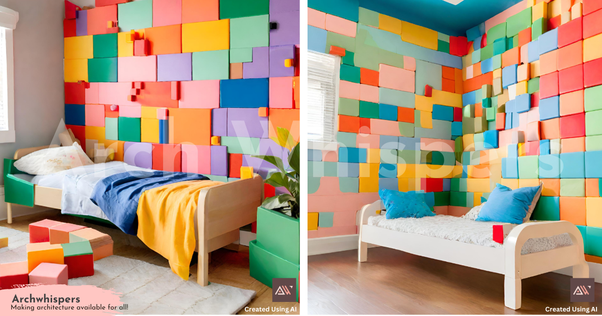 A Vibrant Lego-Themed Wall in a Child's Bedroom