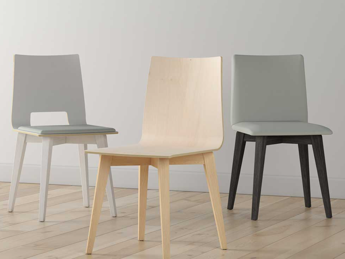 Multi-purpose chairs with wooden legs.