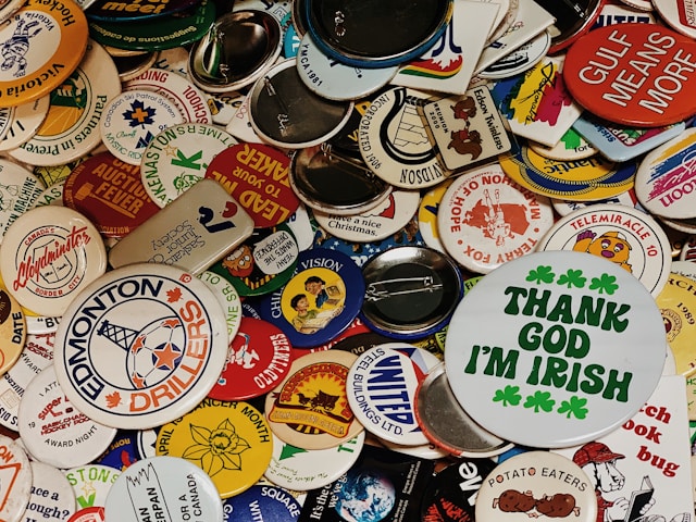 A collection of lapel pins