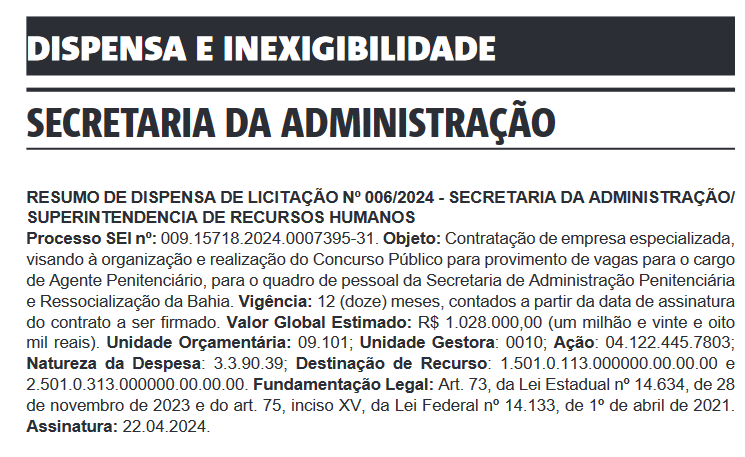 Concurso Polícia Penal BA: FGV é a Banca Definida e Oferece 1.087 Vagas.