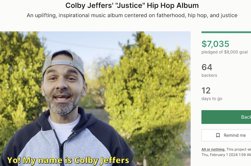 Rapper Colby is crowdfunding on GoFundMe to help raise money for a rap album