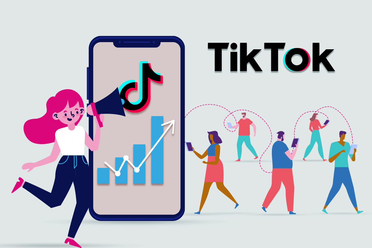 Image of woman using TikTok to boost brand engagement.