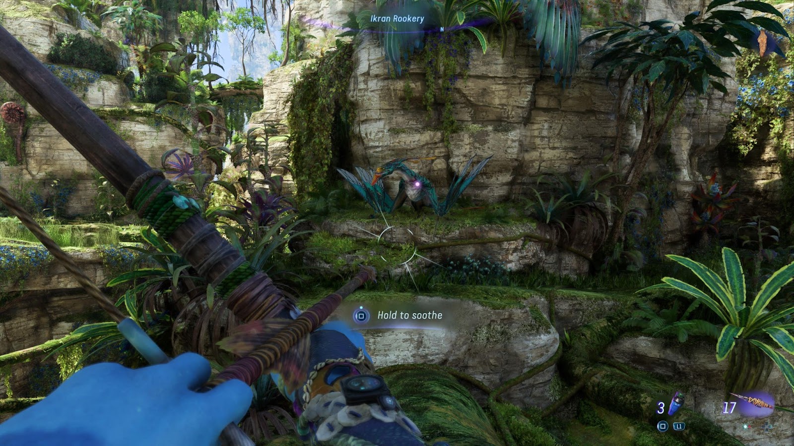 An in game screenshot of an ikran in Avatar: Frontiers of Pandora