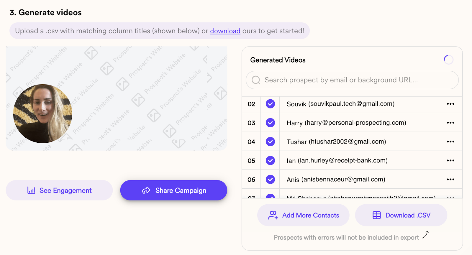 Image showing you how to add contacts to a dynamic video sequence