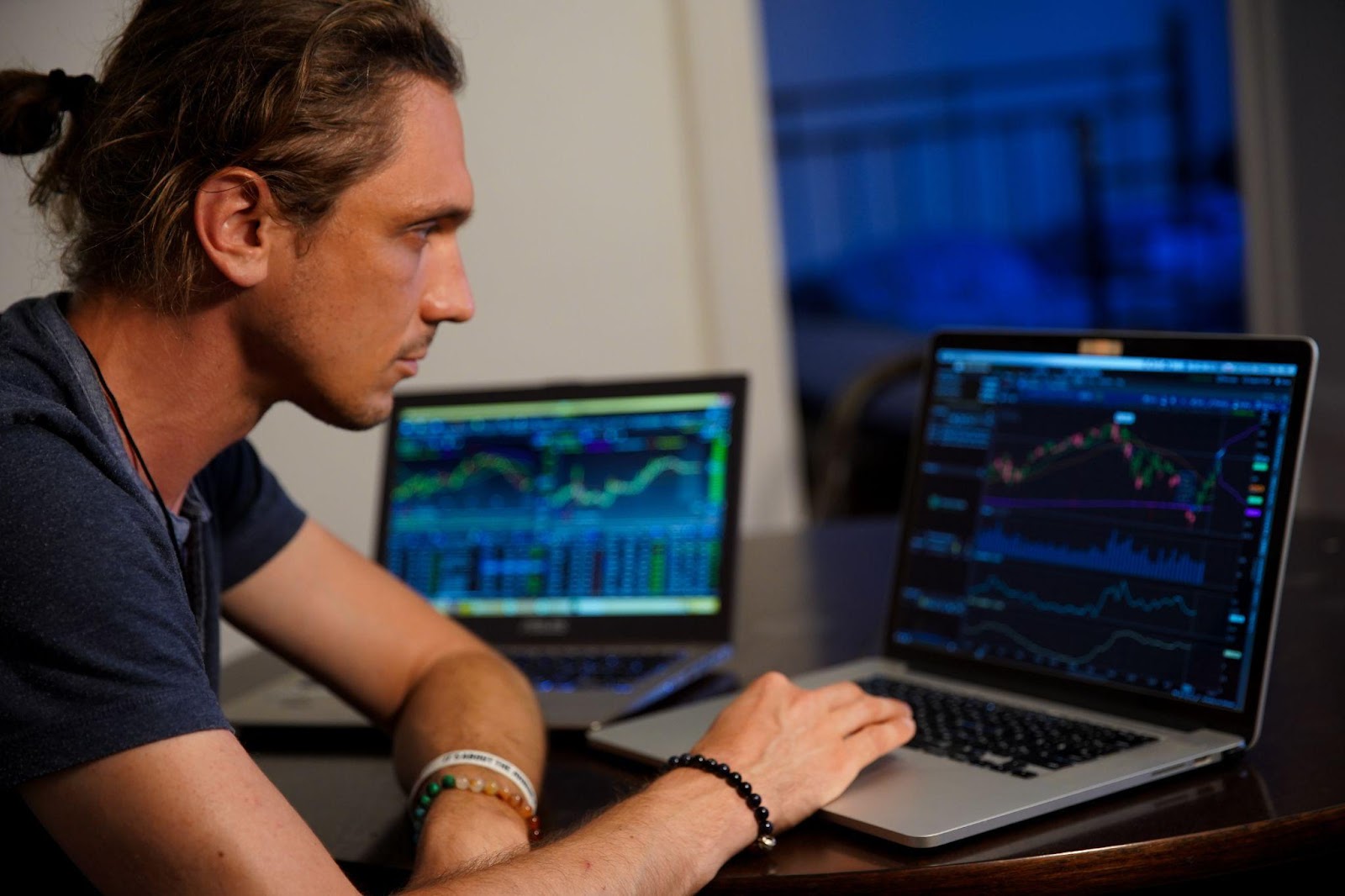 a stock trader trading on a computer