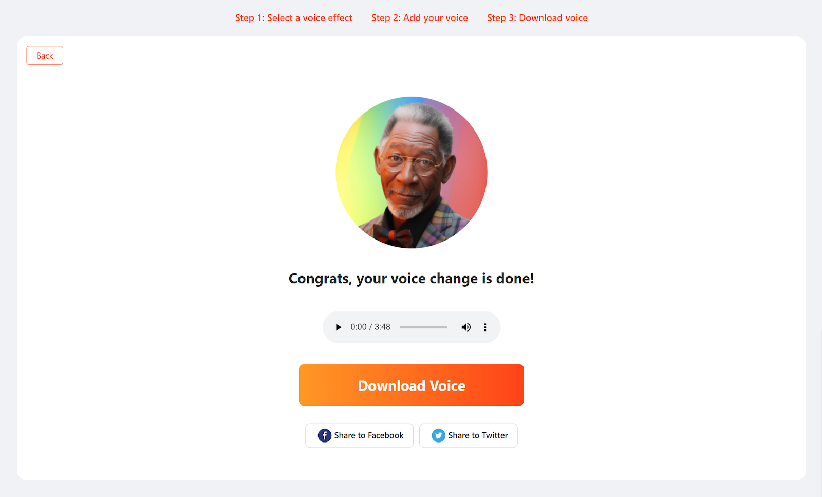 Downloading the AI voice created with FineShare's free online AI Voice Changer.