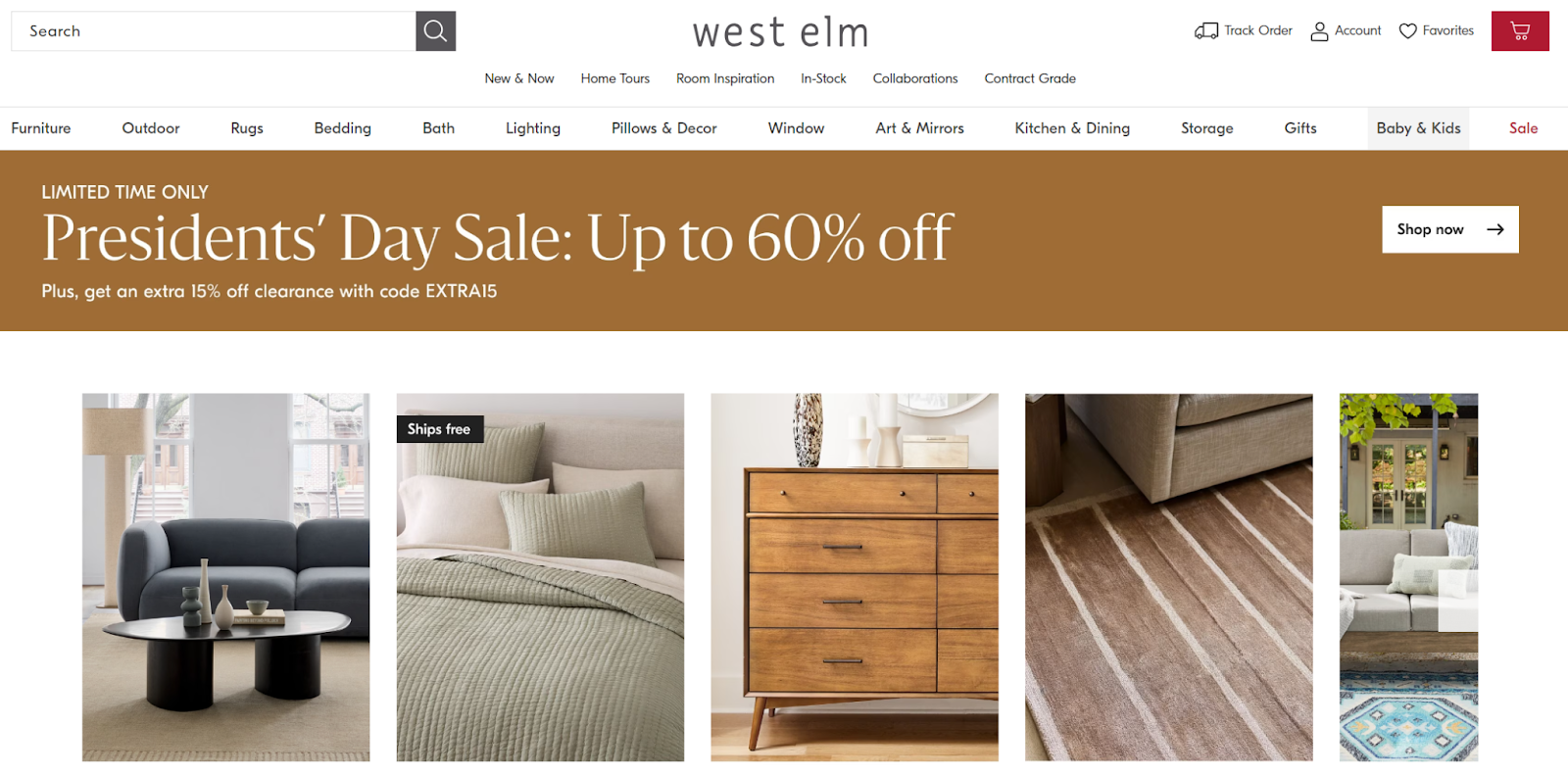 West Elm home page