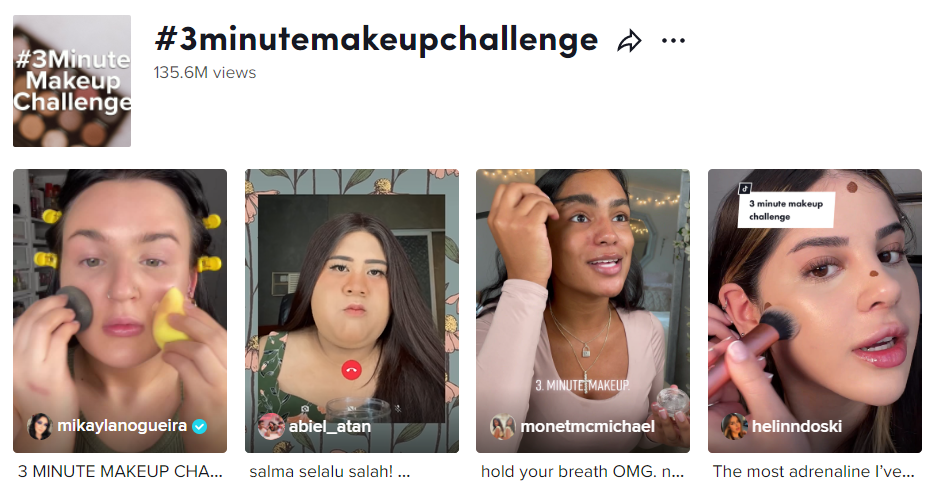 four thumbnails of tiktok users - 4 ladies applying makeup