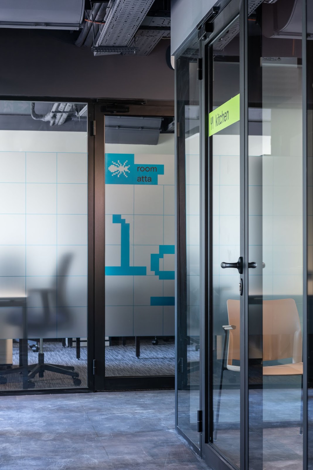 Branding on an office partition wall