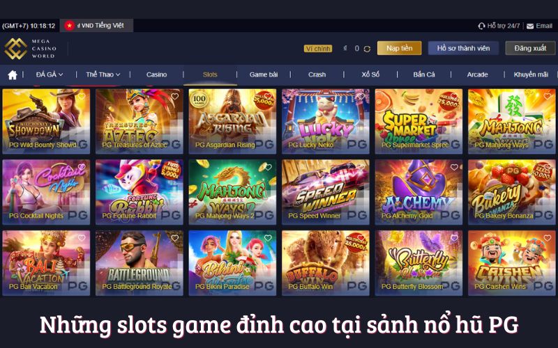 Những slots game đỉnh cao tại sảnh nổ hũ PG