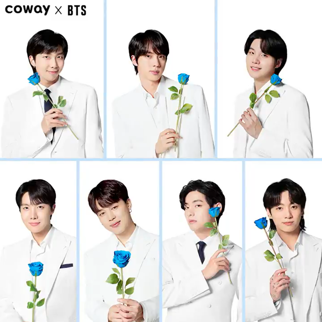 The blue roses held by #<b>BTS</b> members represent &apos;hope&apos; and &apos;mi...