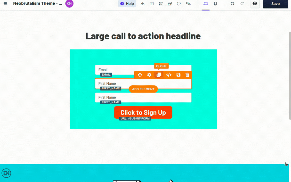 clickfunnels form builder UI