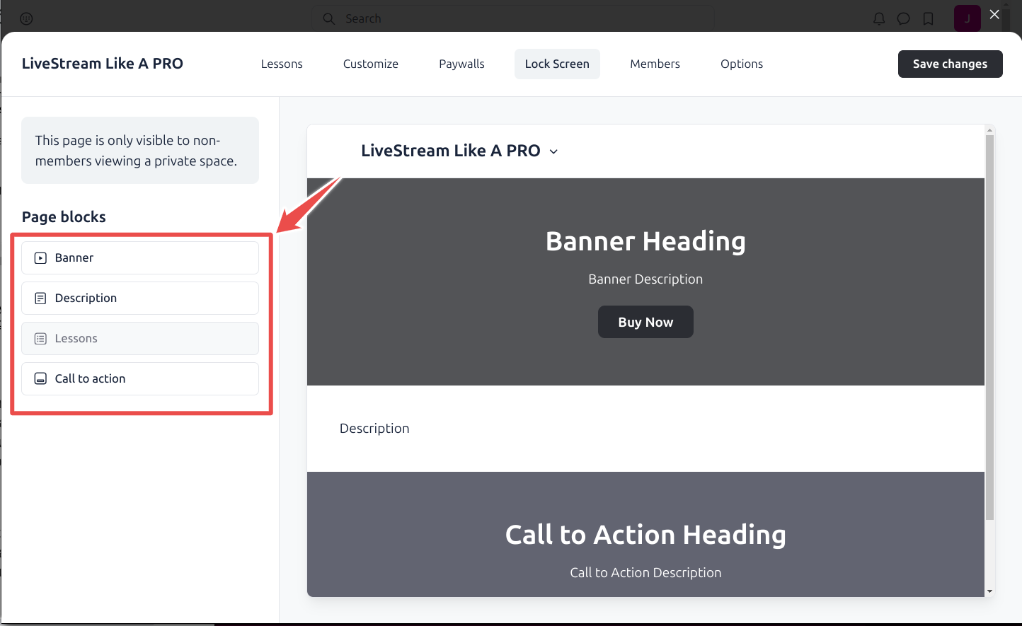 Circle landing page builder