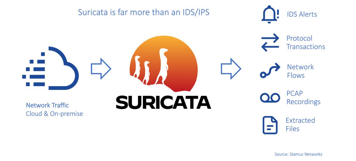 Image displaying Suricata's output compared to its input
