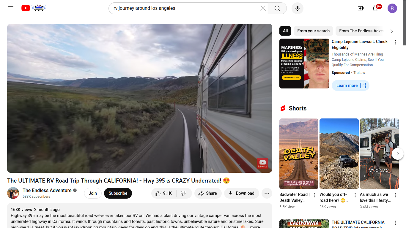 Screenshot of YouTube video vlogging an RC journey